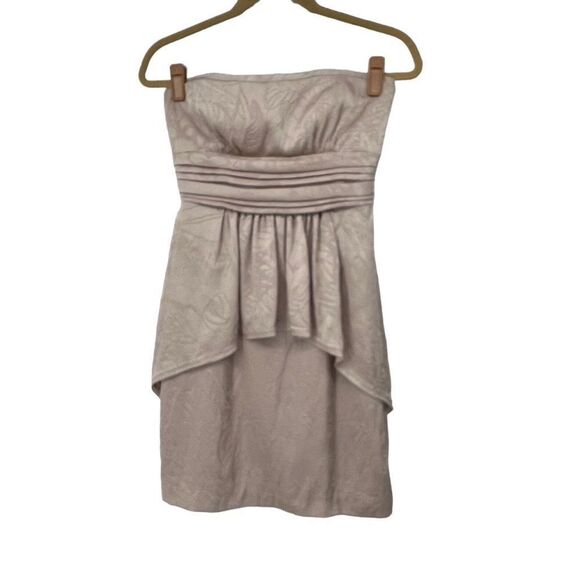 BcbgMaxAzria Taupe Floral‎ Texture Strapless Mini Dress - Picture 1 of 9